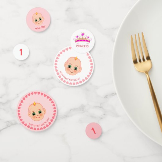 Baby Girl Birthday op roze en wit Confetti (Groep)