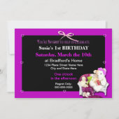 Baby Girl Birthday Party Invitation, leeftijd invo Kaart (Achterkant)