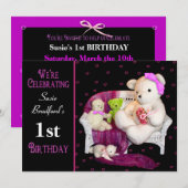 Baby Girl Birthday Party Invitation, leeftijd invo Kaart (Voorkant / Achterkant)