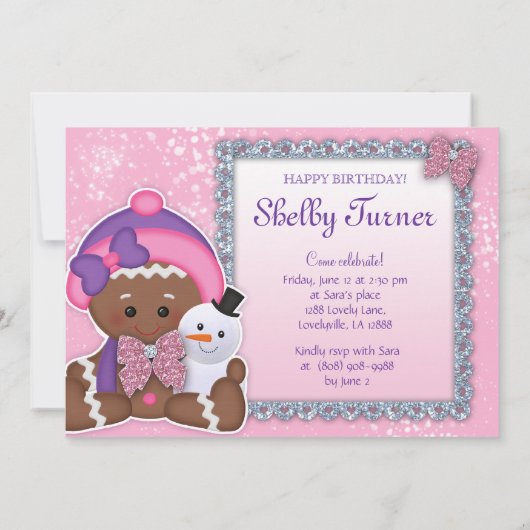 Baby Girl Birthday Party kerst ontbijtkoek Kaart (Achterkant)