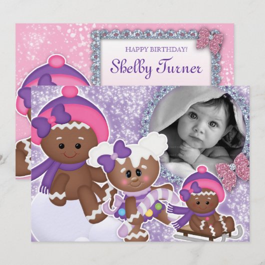 Baby Girl Birthday Party kerst ontbijtkoek Kaart (Voorkant / Achterkant)