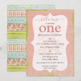 Baby Girl Birthday Shabby Rozen Cottage Custom Age Kaart