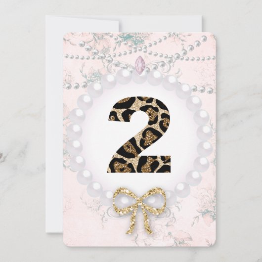 Baby Girl Birthday Shower Pearls Leopard Kaart (Voorkant)