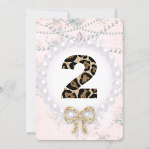 Baby Girl Birthday Shower Pearls Leopard Kaart