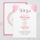 baby girl birthday uitnodiging card (Voorkant / Achterkant)