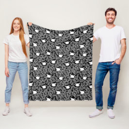 Baby Girl Black en White Swan Pattern Fleece Deken