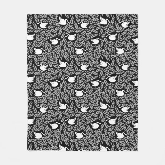 Baby Girl Black en White Swan Pattern Fleece Deken (Voorkant)