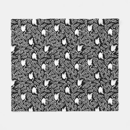 Baby Girl Black en White Swan Pattern Fleece Deken (Voorkant (Horizontaal))