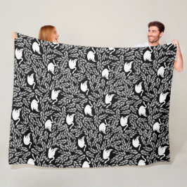 Baby Girl Black en White Swan Pattern Fleece Deken