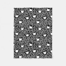 Baby Girl Black en White Swan Pattern Fleece Deken