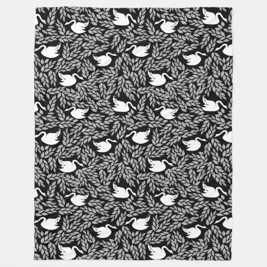 Baby Girl Black en White Swan Pattern Fleece Deken (Voorkant)