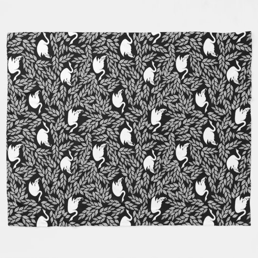 Baby Girl Black en White Swan Pattern Fleece Deken (Voorkant (Horizontaal))