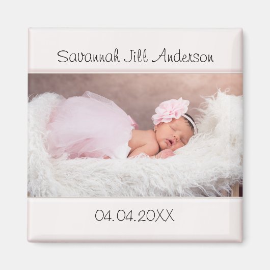 Baby Girl Bleek Roze Foto Magnet (Voorkant)