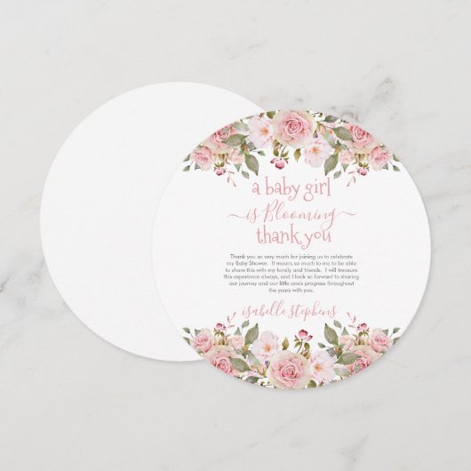 Baby Girl bloeit Floral Baby shower. Dank je wel Kaart (Voorkant / Achterkant)