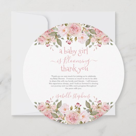 Baby Girl bloeit Floral Baby shower. Dank je wel Kaart (Voorkant)
