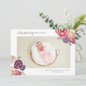 Baby Girl Bloem Aankondiging Briefkaart (Staand voorkant)