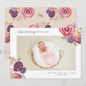 Baby Girl Bloem Aankondiging Briefkaart (Voorkant / Achterkant)