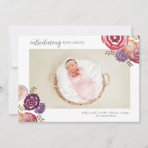 Baby Girl Bloem Aankondiging Briefkaart