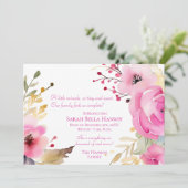 Baby Girl Bloemen Geboorteaankondiging Aankondiging (Staand voorkant)