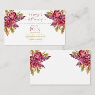 Baby Girl Blooming Fuchsia Peonies Book Request Informatiekaartje