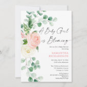 Baby girl blooming lente florale groenery douche kaart (Voorkant)