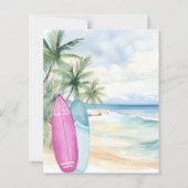 Baby Girl Board surfboard Baby Shower invitation (Achterkant)