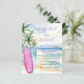 Baby Girl Board surfboard Baby Shower invitation (Staand voorkant)