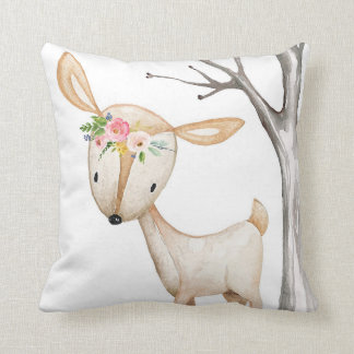 Baby Girl Boho Deer Woodland Floral Nursery Pillow Kussen