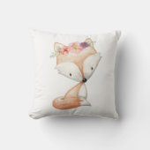 Baby Girl Boho Fox Woodland Floral Nursery Pillow Kussen (Voorkant)