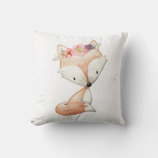 Baby Girl Boho Fox Woodland Floral Nursery Pillow Kussen (Voorkant)