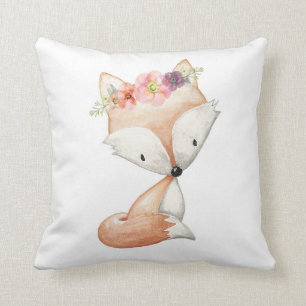 Baby Girl Boho Fox Woodland Floral Nursery Pillow Kussen