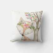Baby Girl Boho Fox Woodland Floral Nursery Pillow Kussen (Voorkant)