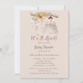 Baby Girl Boho Greenery Rustic Uitnodiging (Voorkant)