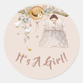 Baby Girl Boho Rustic Country Woodland Ronde Sticker