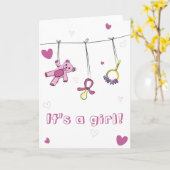 Baby girl born "it's a girl!" celebration kaart (Gele Bloem)