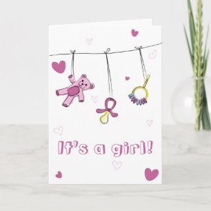 Baby girl born "it's a girl!" celebration kaart