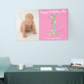 Baby Girl Boy 1st Birthday Balloons Nummer Een Spandoek (Beurs)