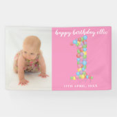 Baby Girl Boy 1st Birthday Balloons Nummer Een Spandoek (Horizontaal)