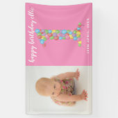 Baby Girl Boy 1st Birthday Balloons Nummer Een Spandoek (Verticaal)
