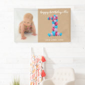 Baby Girl Boy 1st Birthday Balloons Nummer Een Spandoek (Insitu)