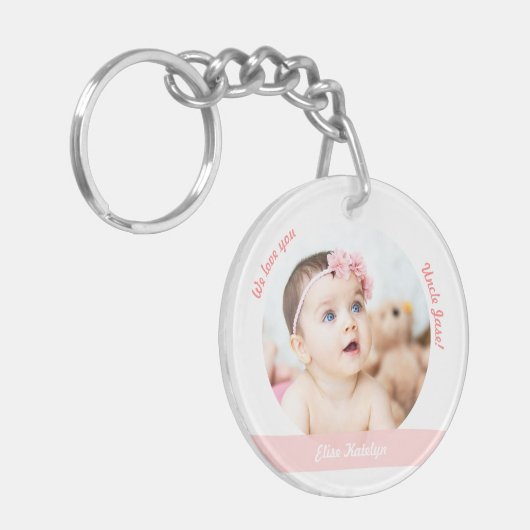 Baby Girl Boy Twins 2 Foto's noemen oom Modern Sleutelhanger (Voorkant Links)