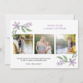 Baby Girl Breekt 3 Fotocrème Zwangerschap Aankondiging (Achterkant)