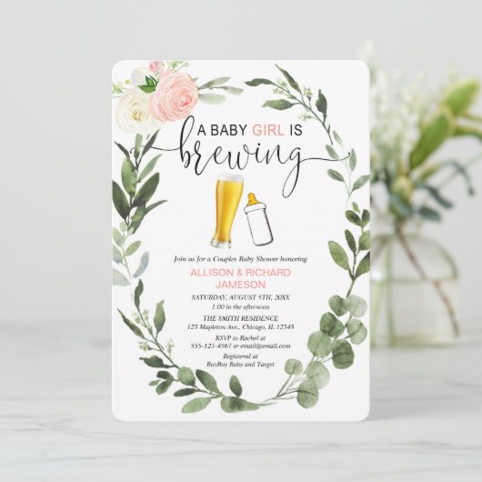 Baby Girl breekt baby shower groene paren Kaart (Staand voorkant)