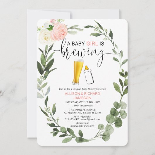 Baby Girl breekt baby shower groene paren Kaart (Voorkant)