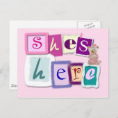 Baby Girl Briefkaart aangekondigd (Voorkant / Achterkant)