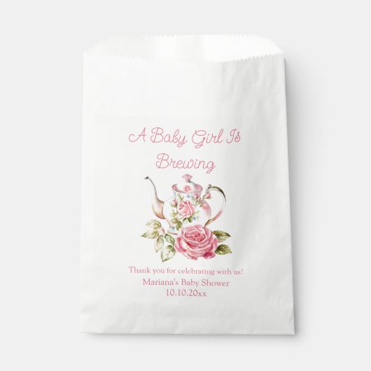 Baby Girl Brouwt Bloementhee Party baby shower Bedankzakje (Voorkant)