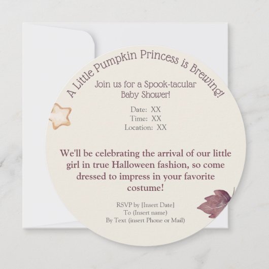Baby Girl Brouwt Halloween Baby shower Rond Kaart (Achterkant)