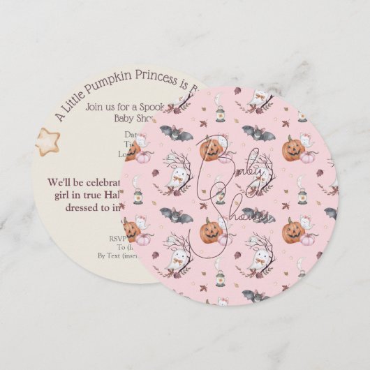 Baby Girl Brouwt Halloween Baby shower Rond Kaart (Voorkant / Achterkant)