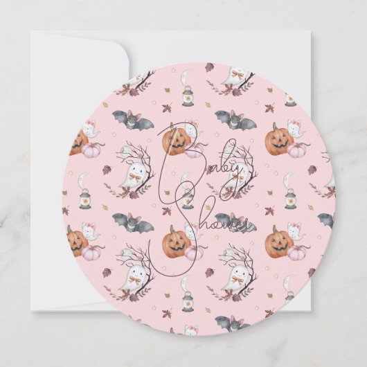 Baby Girl Brouwt Halloween Baby shower Rond Kaart (Voorkant)