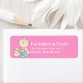 Baby Girl Brushing Teeth Time Adresetiketten Etiket (Insitu)